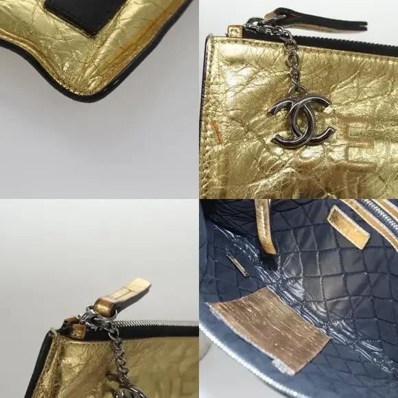 Chanel Clutch Bag Leather Gold CC - Picture 4 of 7